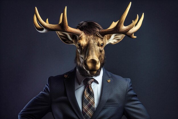 Photo bull moose businessman corporate leader generative ai