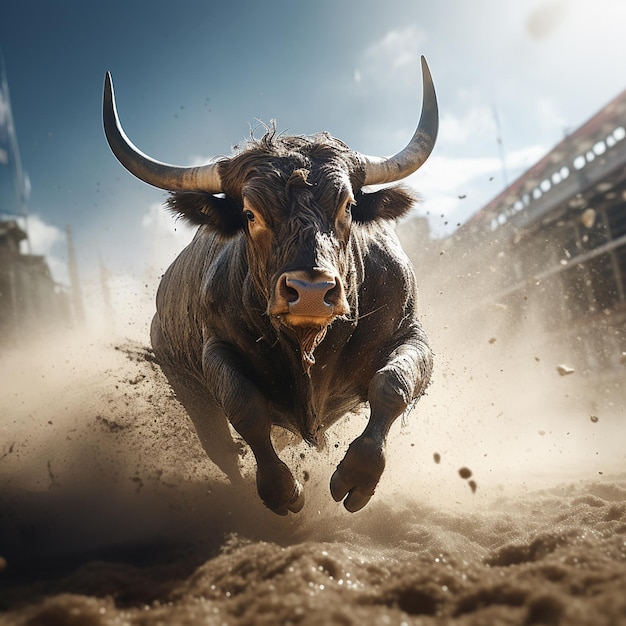 bull running in race