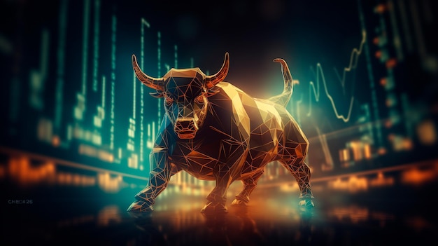 Bull stock market on the background of the chart