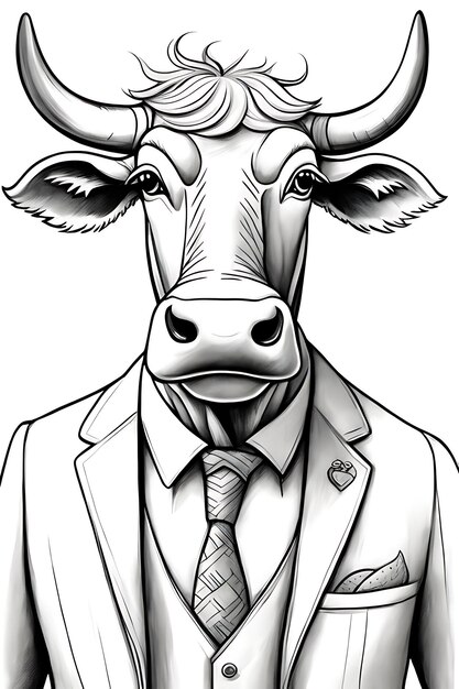 Bull in suit coloring pagePrintable