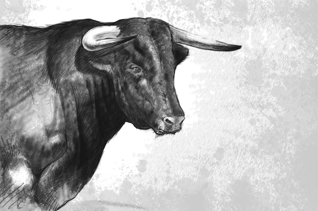 Photo bull tattoo illustration over rusty texture