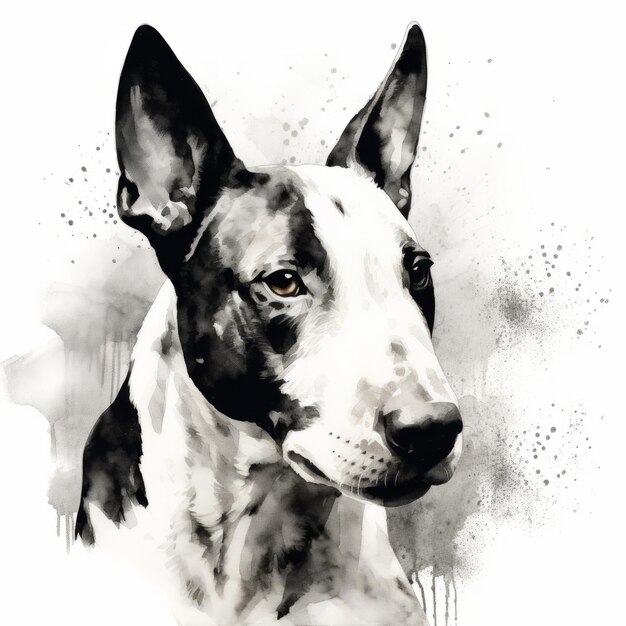 Bull Terrier Stencil Art High Contrast Sketch Of Alert And Gentle Nature