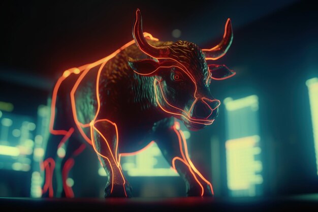 Photo bull trade animal financial street generate ai