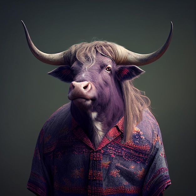 A Bull wearing clothes like a Boss NFT Art by Generative AI