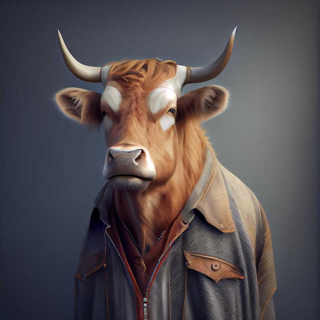 A Bull wearing clothes like a Boss NFT Art Generative AI