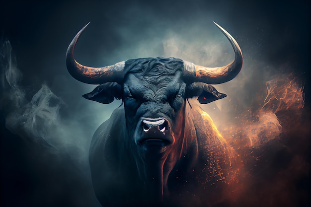 Bull with big horns