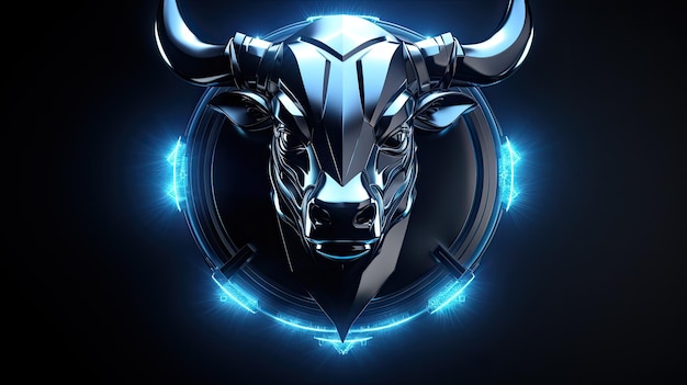 a bull with a blue background and the words bull.