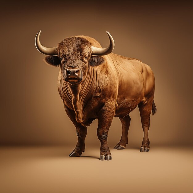 a bull with horns standing in a room