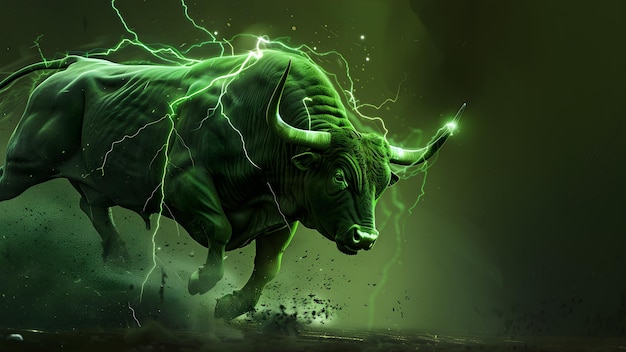 Photo bull with lightning bolt on it showing growth and positivity