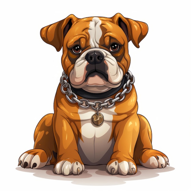 Bulldog cartoon wearing gold chain illustration