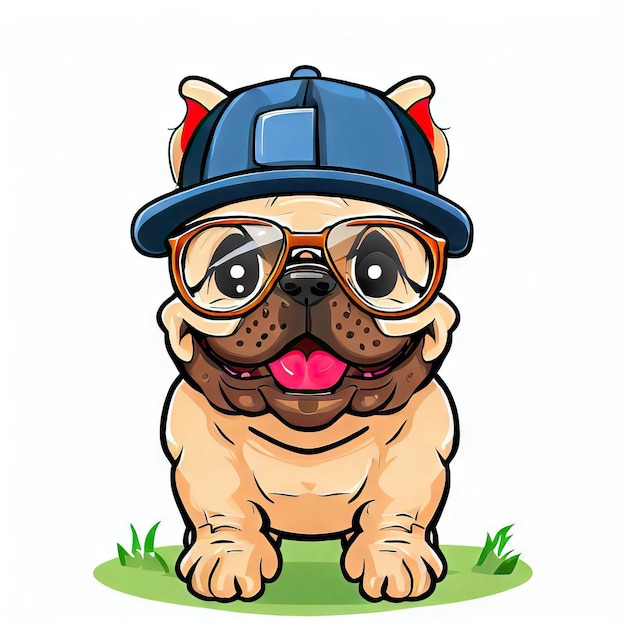 Bulldog Chic Chronicles Hat and Glasses Adventure Generative AI