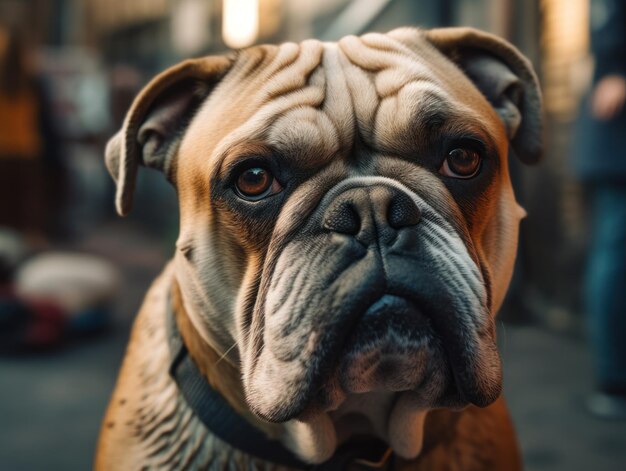 Bulldog close-up gemaakt met Generative AI technologie