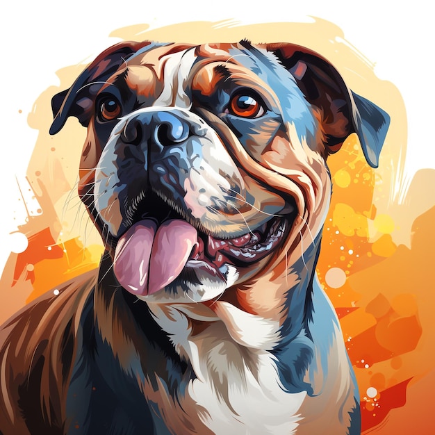 Bulldog colored style drawing illustration transparent with generate Ai