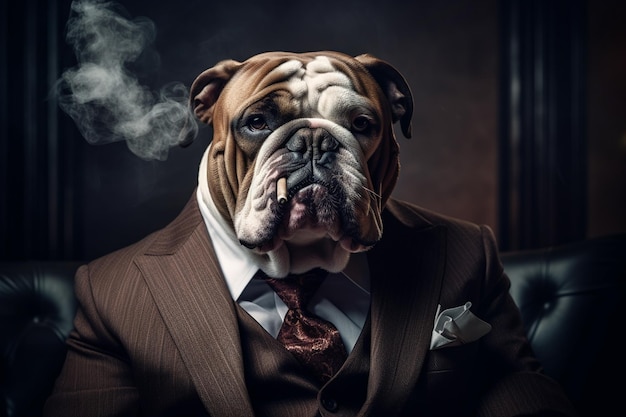 bulldog dressed businessman