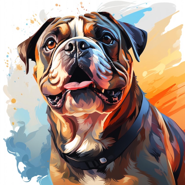 Bulldog gekleurde stijl tekening illustratie transparant met Ai genereren