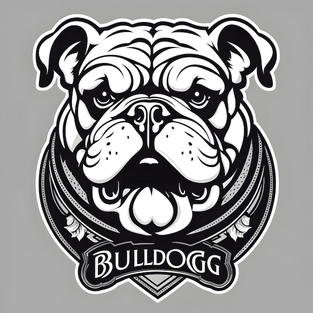 Foto bulldog mascotte op witte achtergrond