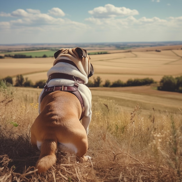 a bulldog in the outdoor