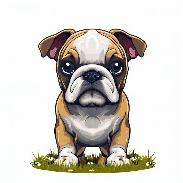 Bulldog Pup's Serene Meadow Generatieve AI