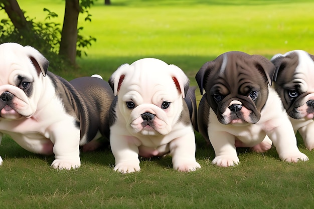 Photo bulldog puppies bond