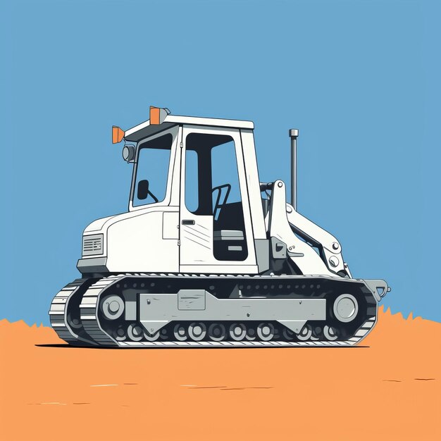 Foto bulldozer illustratie in de woestijn realistische pop art vector design