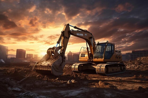 a bulldozer is in the dirt with the word excavator on it