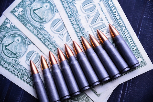 Bullet cartridges on dollars