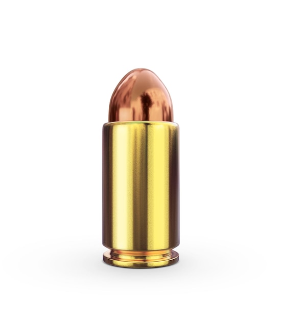 Bullet on white background 3D render