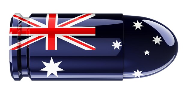 Photo bullet with australian flag 3d rendering