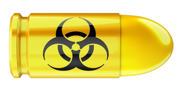 Bullet with bio hazard sign 3D rendering