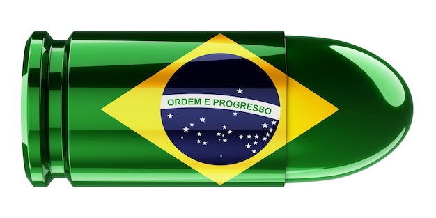 Photo bullet with brazilian flag 3d rendering