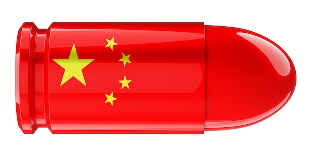 Bullet with Chinese flag 3D rendering