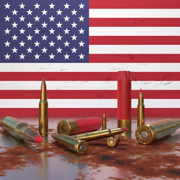 Bullets in front of American flag