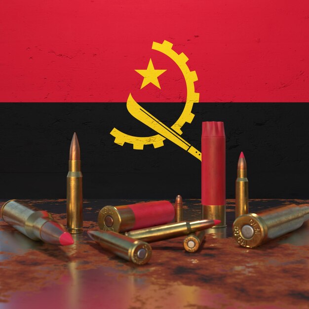 Photo bullets in front of angolan flag