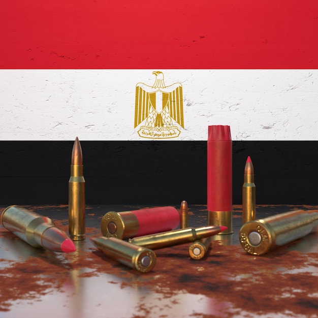 Photo bullets in front of egyptian flag