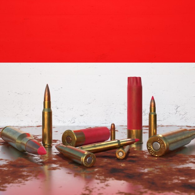 Bullets in front of indonesian flag