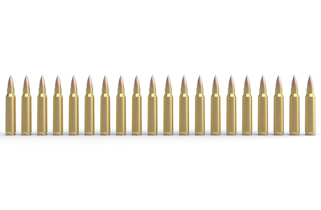 Bullets set isolated 3d illustration