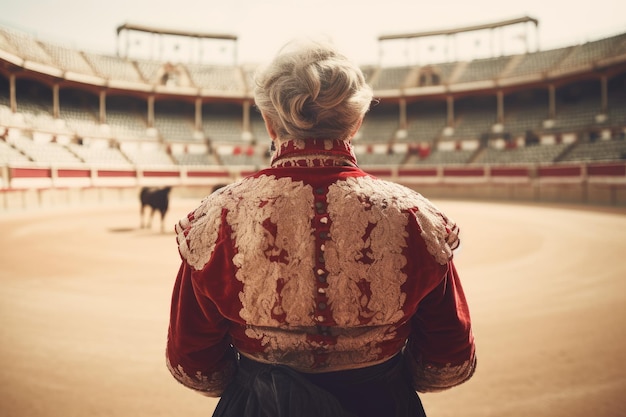 Bullfighter old woman bull Generate Ai