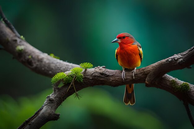 The bullfinch bird sits on a bunch of red rowan berries and holds a red rowan berry in its beak