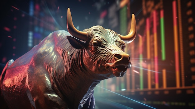 Photo bullish divergent concept gold bull high quality photo