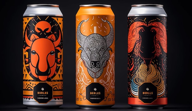 bulls breweries latest design bull brewery beer cans in the style of minimalistic surrealism