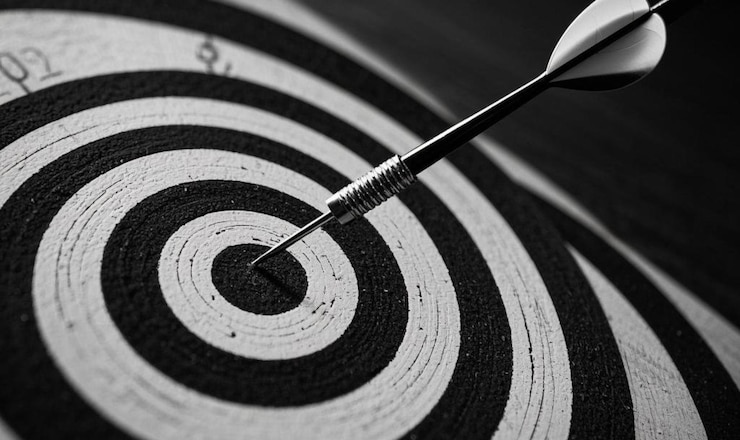 Foto bullseye bereikt het doel