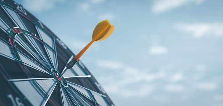Photo bullseye is a target of business dart is an opportunity and dartboard is the target and goal targeting and winning goals business