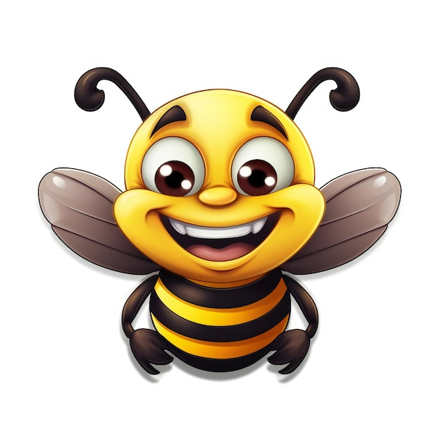 Bumblebee mascot smiley face cartoon on white background