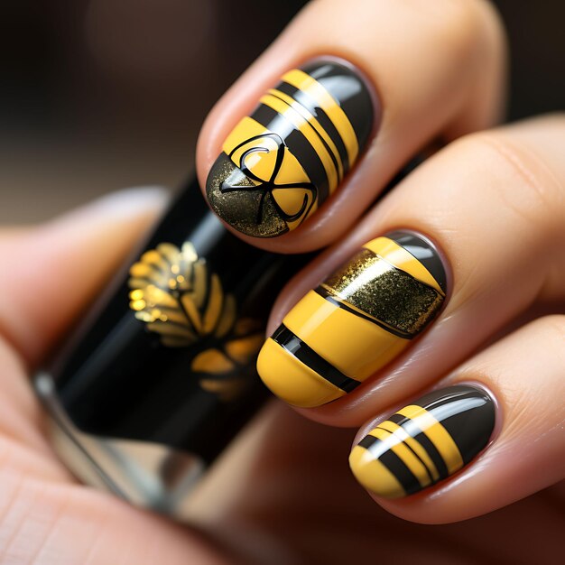 Neon Yellow and Black Press on Nails – Nailz First