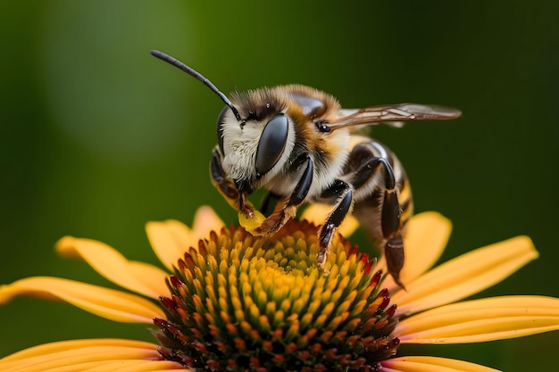 夏の花の上のハチミツバチ