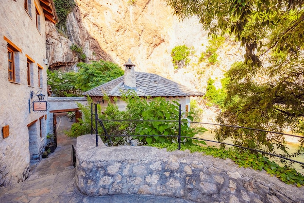 Buna River spring in the town of Blagaj near Blagaj Tekija house Blagaj Mostar basin Bosnia and Herzegovina Europe