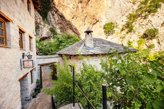 Buna River spring in the town of Blagaj near Blagaj Tekija house Blagaj Mostar basin Bosnia and Herzegovina Europe