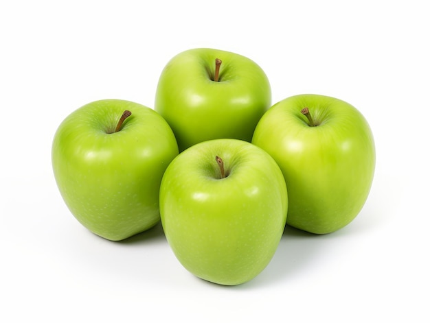 a bunch of apples on a white background