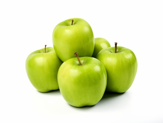 a bunch of apples on a white background