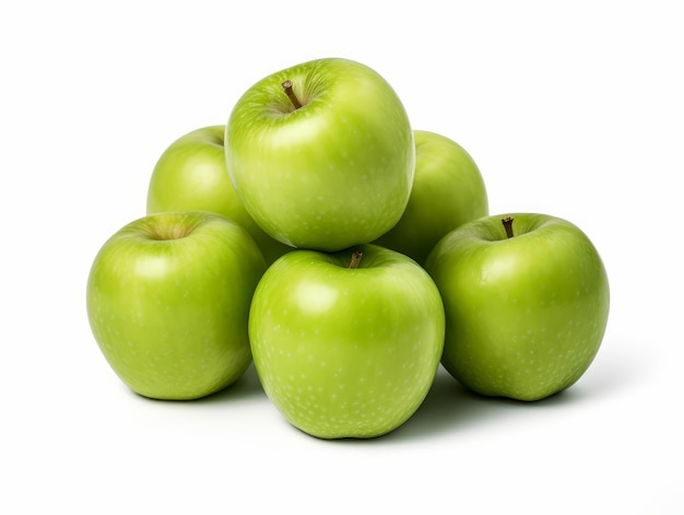 a bunch of apples on a white background